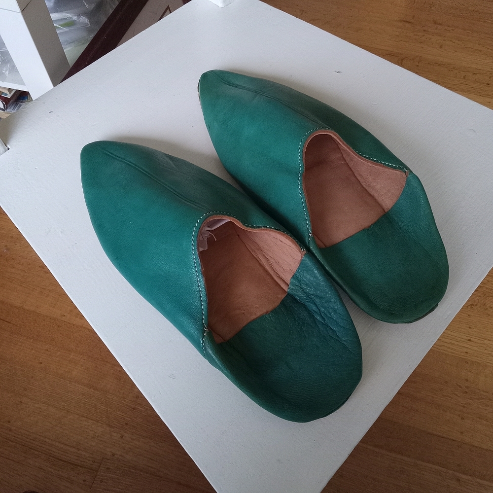 Casual Moroccan Babouche, Leather Slippers